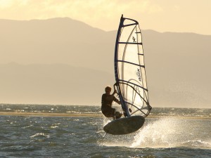 Windsurfing at Back Beach, Tahunanui, Nelson